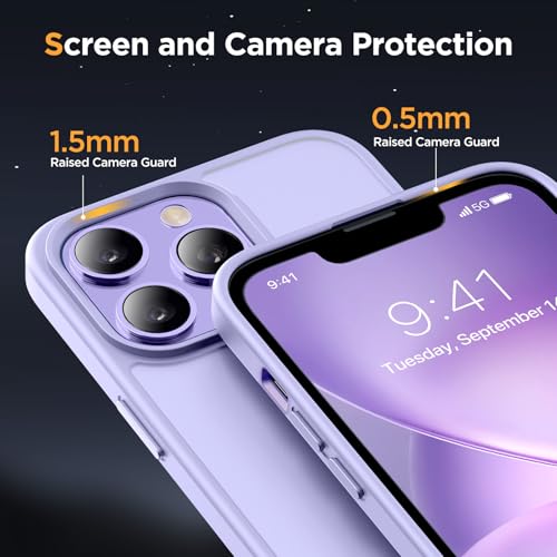 Image of Miracase Magnetic for iPhone 12 /12 Pro Case (Compatible with MagSafe) Military-Grade Protection, Anti-Fingerprint Translucent Matte Phone Cover for iPhone 12 /12 Pro Case 6.1 inch, Light Purple