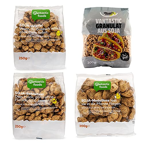 Vantastic foods Soja + Granulat + Medaillons + Würfel SparSet Vorteilspack Klein