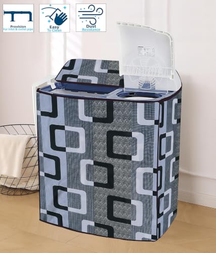 Image of Polyester Semi-Automatic Washing Machine Cover For Compatible 7Kg - 8Kg Dustproof WM Cover 20
