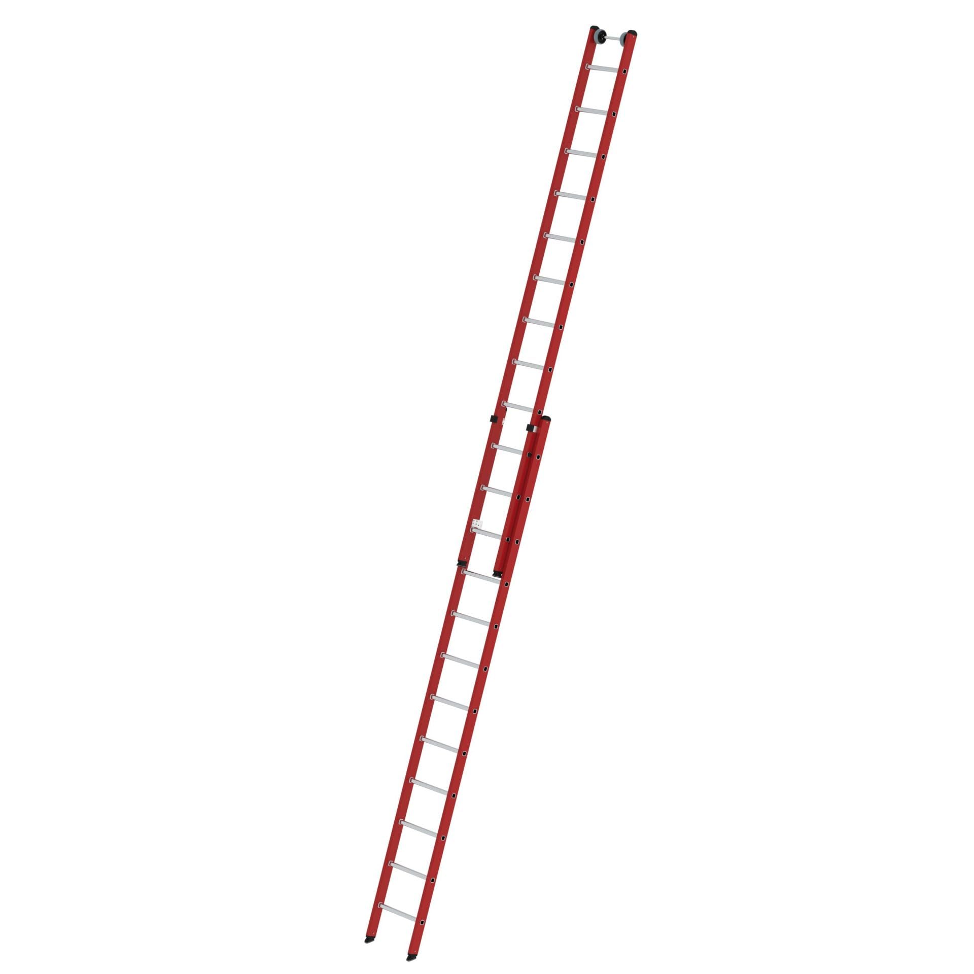 PROREGAL Sprossen-Schiebeleiter 2-teilig GFK/Alu ohne Traverse 2x12 Sprossen | Leiter, Teleskopleiter, Trittleiter, Bockleiter, Sprossen-Doppelleiter