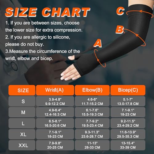 Image of Hiball Lymphedema Medical Compression Arm Sleeve with Gauntlet, 20-30 mmHg Long Graduated Compression Full Arm Support