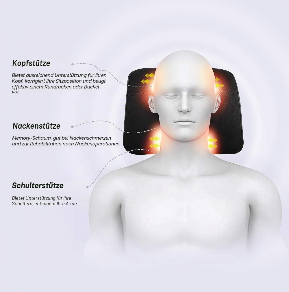 EASY EAGLE Auto Nackenkissen aus Wildleder und Memory-Schaum, Nackenkissen mit Abnehmbarem Befestigungsgurt für Autositz, Schwarz, 1 Stück