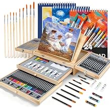 GOTIDEAL 85 Piece Deluxe Art Set with 3 Drawing Pads,Acrylic Paints,Crayons,Colored Pencils,Paint Set in Wooden Case,Professional Art Kit Gift,Art Supplies for Artist,Adults,Teens,Kids,Beginners