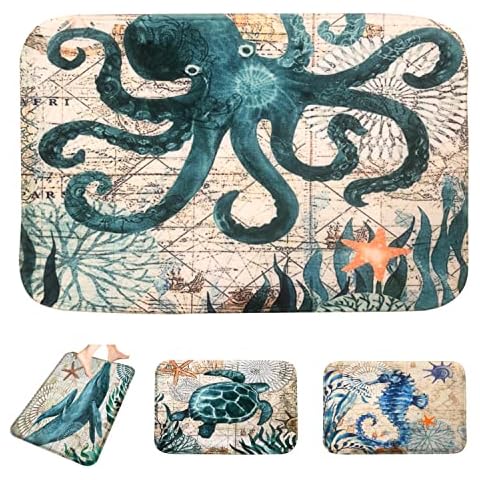 Adalex Global Sea Animals Bath Mat with Soft Memory Foam Cover