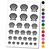 Clam Shell Temporary Tattoo Water Resistant Fake Body Art Set Collection - Black (One Sheet)