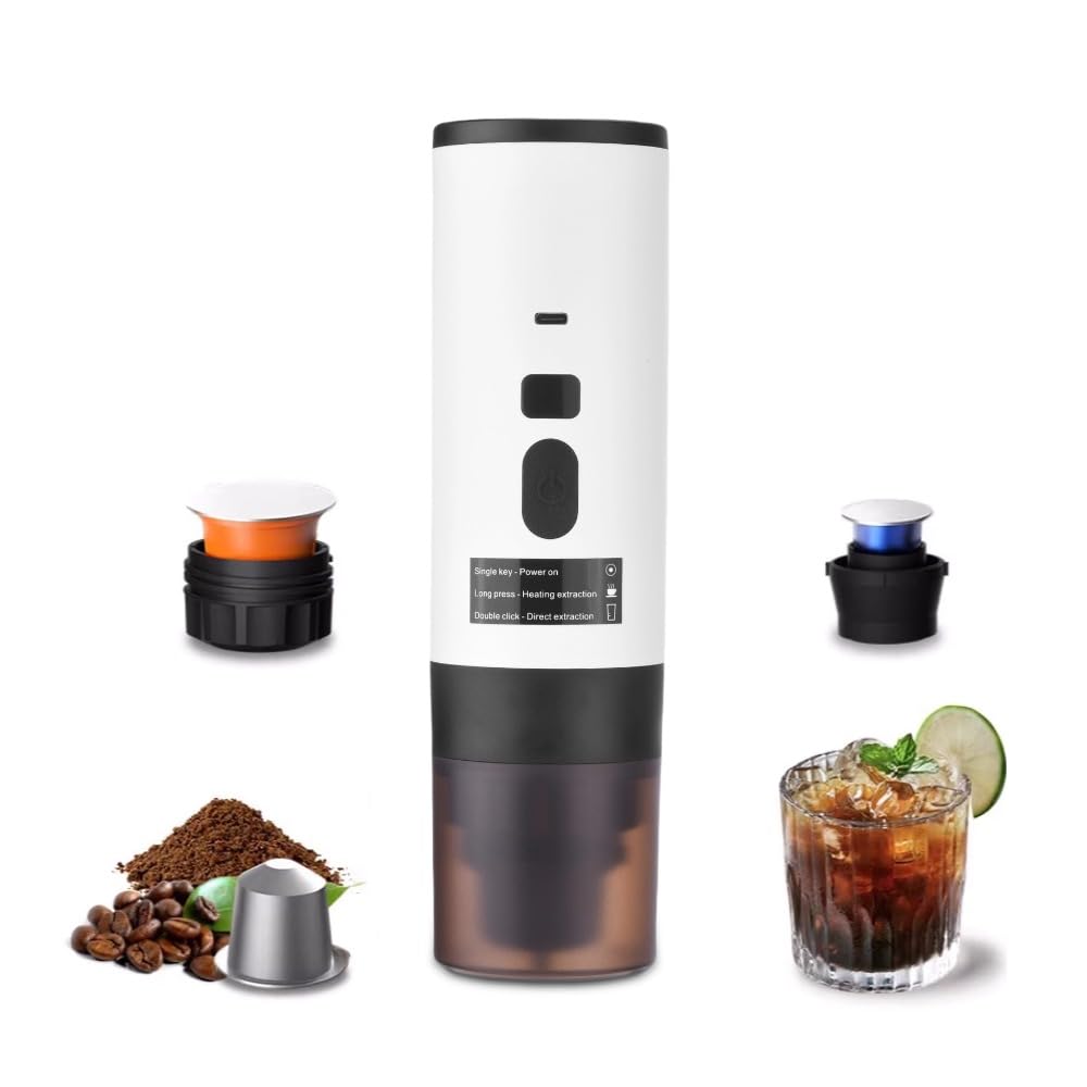 Máquina de café Portátil 3 en 1 Automáticamente Calefacción Inalámbrica de 15 Bar con Pantalla Digital