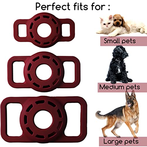 FLIRTARE Airtag Hundehalsband für Katzen und Hunde, Silikon, für Apple Airtag (groß, rot)
