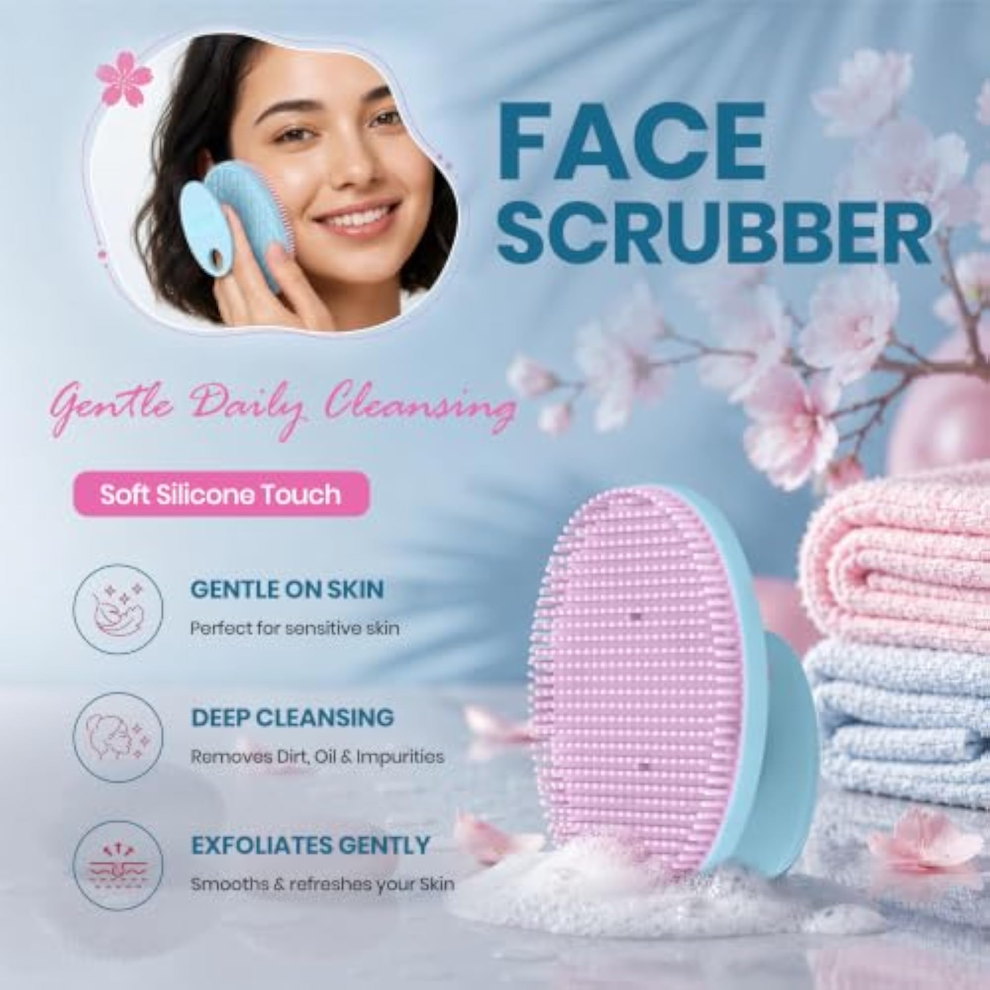 Back Scrubber for Bathing, Silicone Body Scrubber Combo Kit