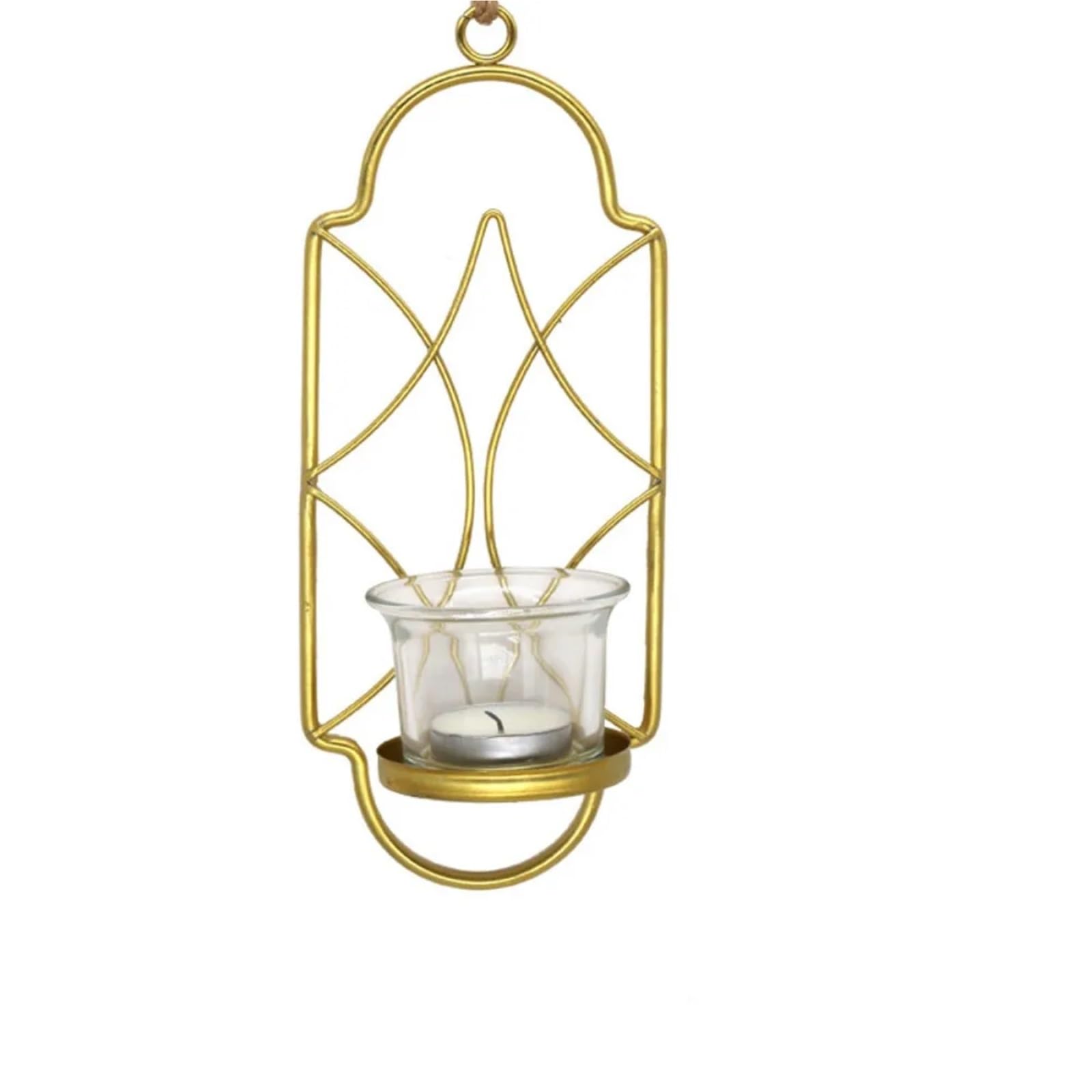 Wrought Iron Wall Mount Candle Stand Easy to Install Rustic Geometric Golden Candlestick Vintage Tealight Holder for Candle(Gold)