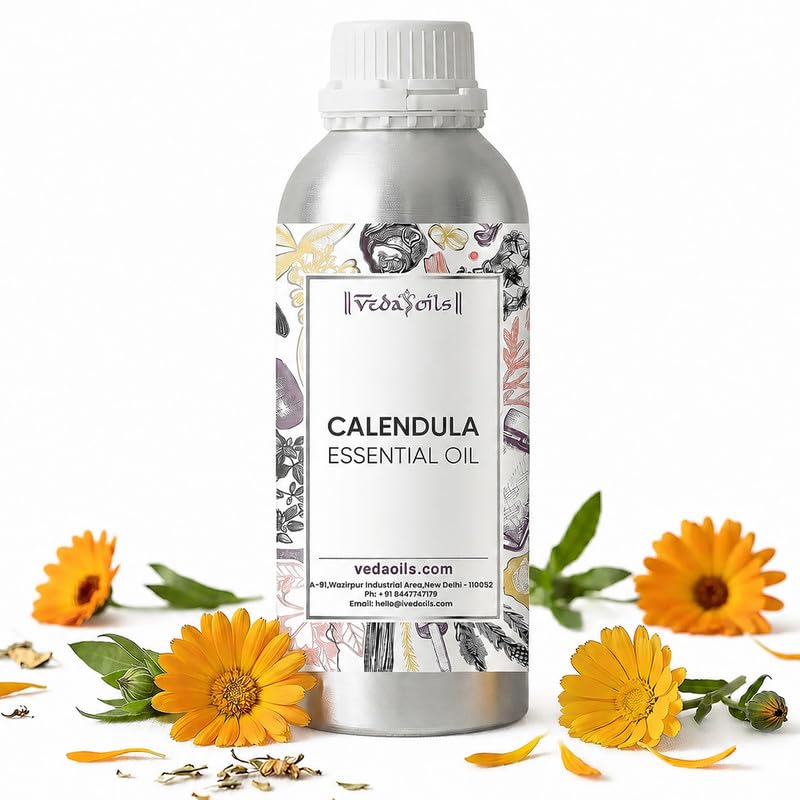 Image of VedaOils Calendula Essential Oil 100ml | 100% Pure & Natural Calendula Oil for Skin Care, Massage, Aromatherapy & Soothing Relief