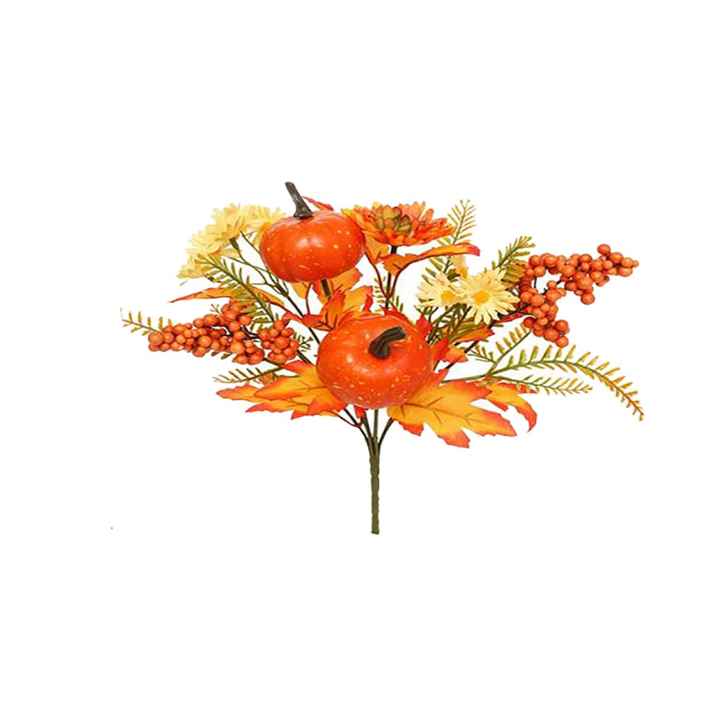 Ttiy Fall Floral Branch Artificial Pumpkin Berry Picks Handmade Maple Leaves Stems DIY Floral Arrangements for Autumn Harvest Halloween Decoration 3PCS B