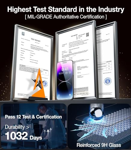 Image of UltraGlass UNBREAK TOP 9H+ Glass for iPhone 14 Pro Screen Protector [Military Grade Shatterproof & Longest Durable] Full Screen Protector 14 Pro Tempered Glass Anti-fingerprint [2024 New] 2 Pack