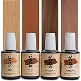 Light Brown Wood Stain Repair Kit, Brush-On Touch-Up Stain Bottles, Golden Oak, Early America, Cherry, Red Oak, Interior and Exterior Wood, 4 fl oz Total by spot.