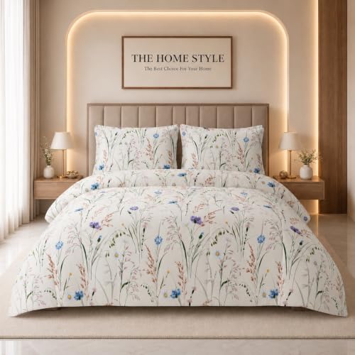 Image of THE HOME STYLE Super Soft Glace Cotton King Size Printed Pillow Covers ll Pillow Cases ll Set of 2 Piece- 18 inchx 28 inch Inches (Ivory Wildflower)