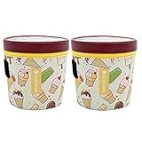 WK IEASON Ice Cream Sleeve Pin Neoprene Cooler Coozie Sleeve Insulators Cream Sleeves Neoprene Cover Holder with Spoon Holder (Ice cream print)