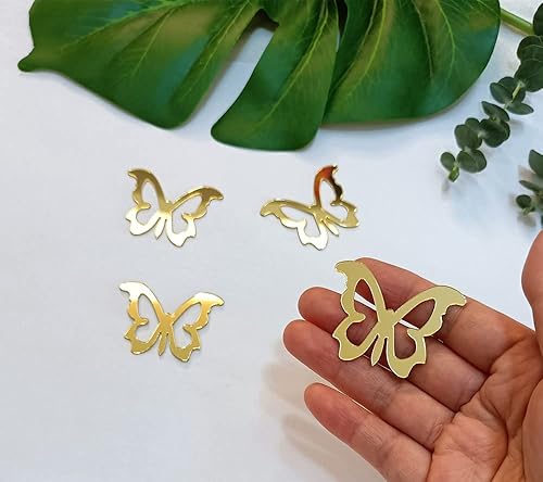 Miniatura 3 de Juego de 30 espejos de mariposa acrílicos dorados, adhesivos decorativos huecos para decoración del hogar y fiestas, proyectos de bricolaje