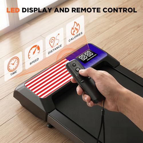 Image of RJOP 2.5HP Walking Mat with Incline Pad, Under Desk Treadmill for Home Gym | Walking Running Pad with Remote, 3 in 1 Low Noise Small Mini Portable Treadmill with LED Screen, 270lbs Capacity