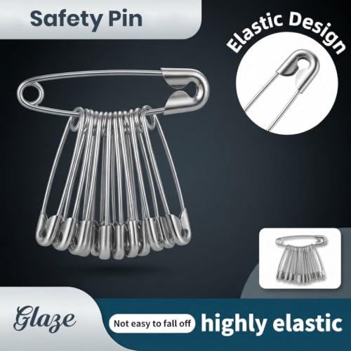 Image of Safety Pin | Stainless Steel Rust-Resistant Safety Pins for Saree, Dupatta, Sewing, Tailoring, Quilting, Craft, Baby Clothes & Daily Household Use (Silver, 04)
