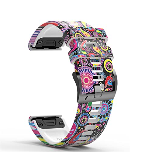 Bracelet Garmin Fenix 6X et 5X en silicone imprimé agate de 26mm avec système Quick Fit