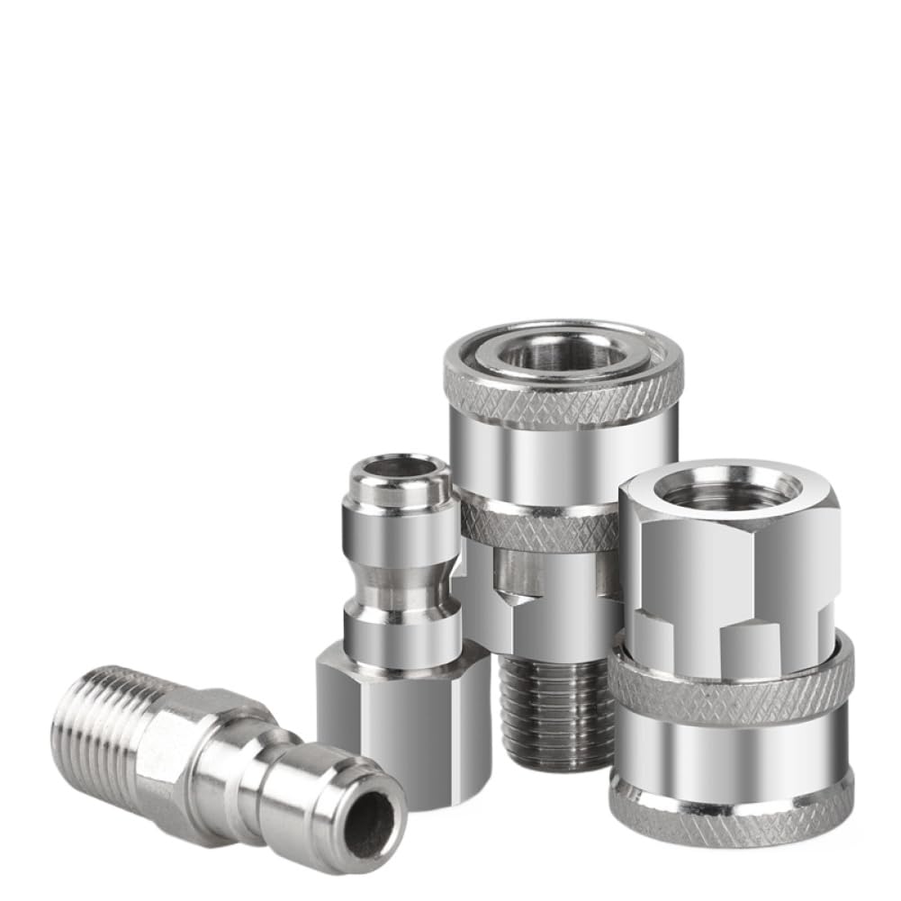 Stainless Steel Pressure Washer Coupler 1/4 Inch Quick Connect Fitting with Internal and External Thread