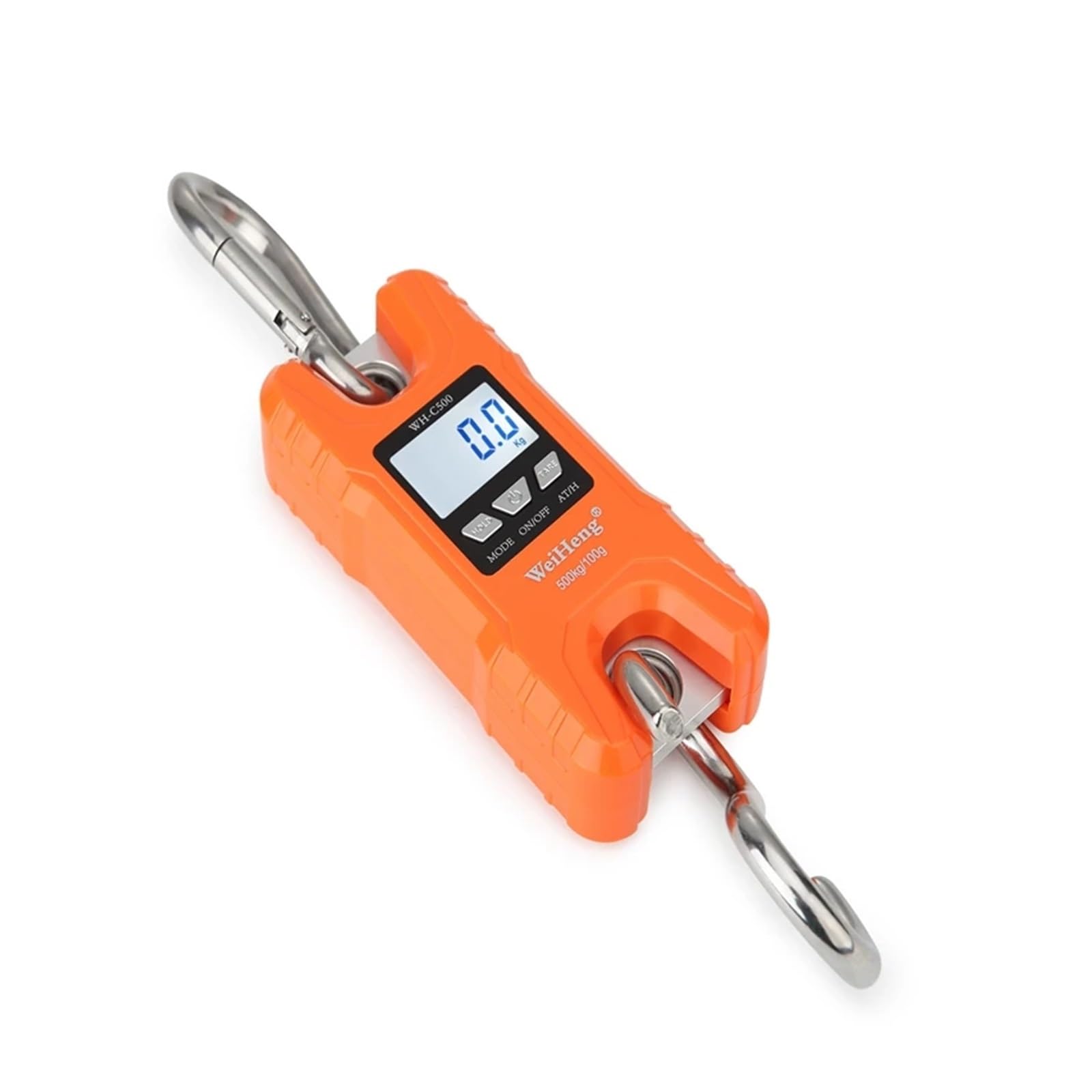 Bilancia for gru portatile digitale da 500 kg/100 g, in acciaio inox, con gancio, for bestiame, anello di pesatura, LCD retroilluminato(Orange)