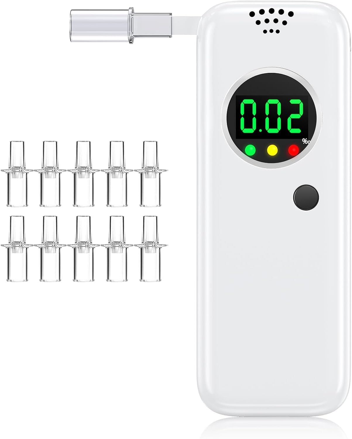 Breathalyzer, High-Accuracy Professional Alcohol Tester for Personal Use, LCD Digital Display Alcohol Tester with 10 Mouthpieces