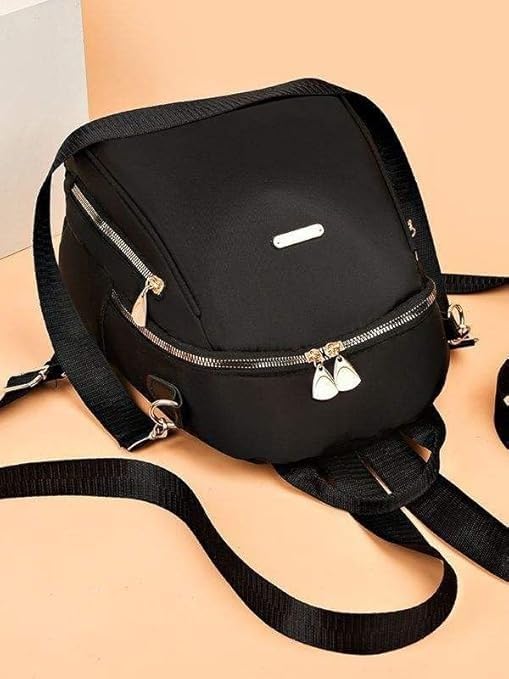 Image of Premium Designer Women's Backpack Purse - Stylish Nylon Backpack for Women, Fashion Travel Daypack with Anti-Theft Pocket, Lightweight & Durable Travel & Office Bag with Gold Zipper
