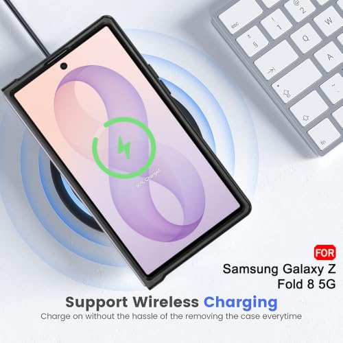Image of TheGiftKart Hybrid Shockproof Back Cover Case for Samsung Galaxy Z Fold 8 5G Compatible with MagSafe | Hard Back Cover Case for Samsung Z Fold8 5G (PC & TPU, Transparent Clear Back, Black Sides)