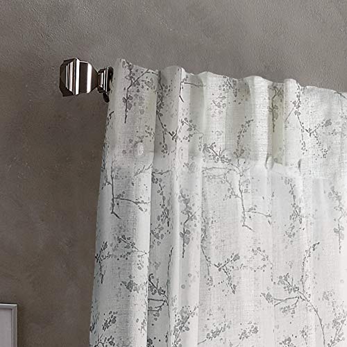 Dkny Curtains Promenade 2 Floral Sheer Rod Pocket Window Curtain Panel Pair, 96", Pewter #TOP1