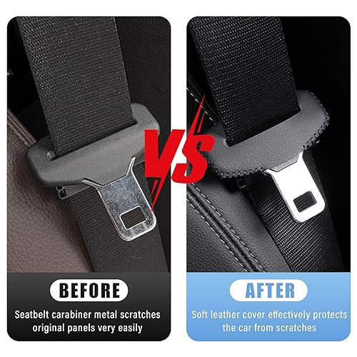 image for Augeny 2PCS Seat Belt Buckle Cover, Anti-Scratch Leather Car Seat Belt