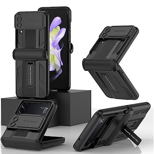Coque Samsung Z Flip 4 antichoc avec protège objectif coulissant et béquille