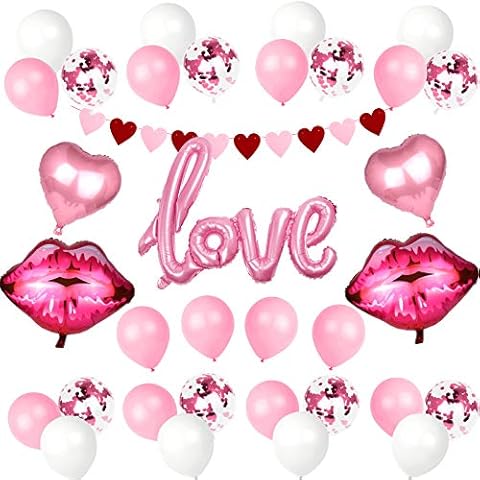 Valentines Day Decorations, Pink Love Heart Balloons Kit for Valentine’s Day Decor Wedding Propose Engagement Anniversary Party Decor Bridal Ornaments Cover