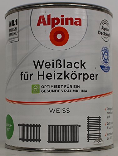 Preisvergleich Produktbild 1L Alpina Weißlack für Heizkörper Acryllack Heizkörperlack weiss seidenmatt