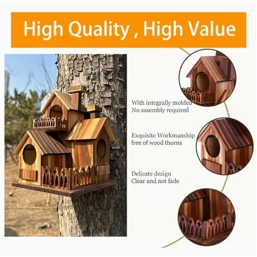 Maison d'oiseaux d'extérieur abri moineaux et mésanges en bois - 6