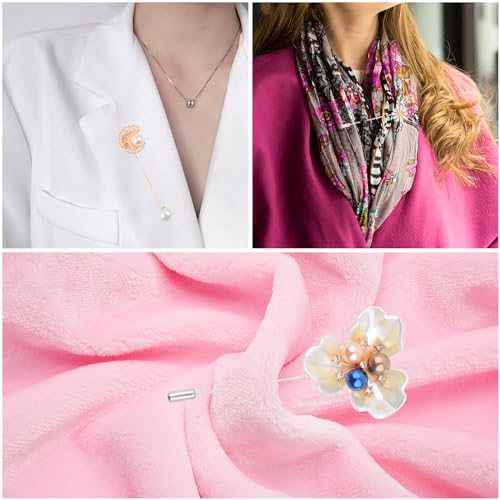 Image of 6 Pieces Pearl Brooch Pins Mixed Rose Daisy Flower Heart Rhinestone Pearl Brooches Suit Shirt Lapel Pins for Men Women Coat Collar Dresses, 6 Styles