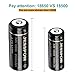JESSPOW 18500 Rechargeable Batteries, IMR 18500 Rechargeable Li-ion Battery 1600mAh 3.7V [ for Flashlight, Solar Garden Light ] with Button Top (4Pack)