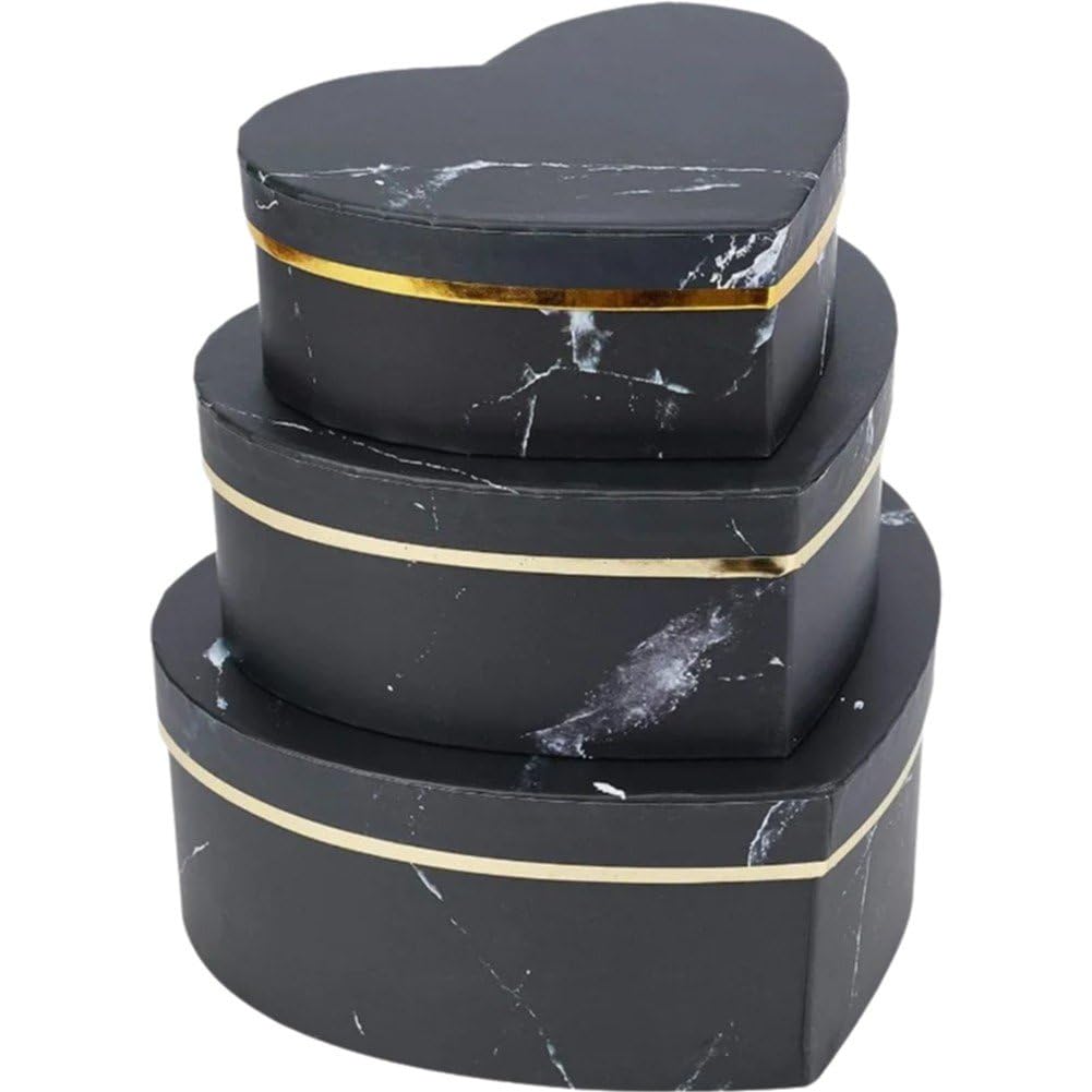 Boîte en forme de coeur haut de gamme panier de fleurs et chapeau fleuri noir à couvercle