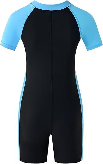 karrack Girls and Boys One Piece Rash Guard Swimsuit Kid Water Sport Short Swimsuit UPF 50+ Sun Protection Bathing Suits