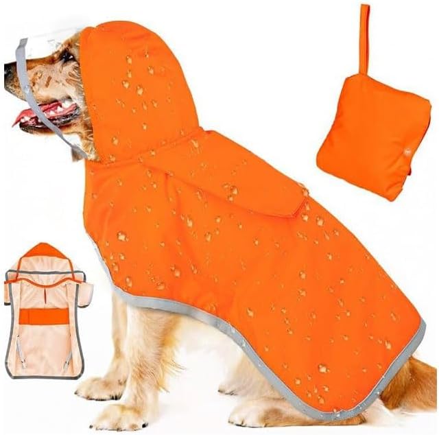 Reflective Pet Raincoat with Adjustable Hood | Dog Waterproof Clothing Tent for Outdoor Use