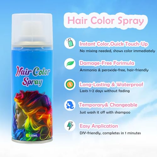 Spray temporal para cabello color rosa 120 ml miniatura 6