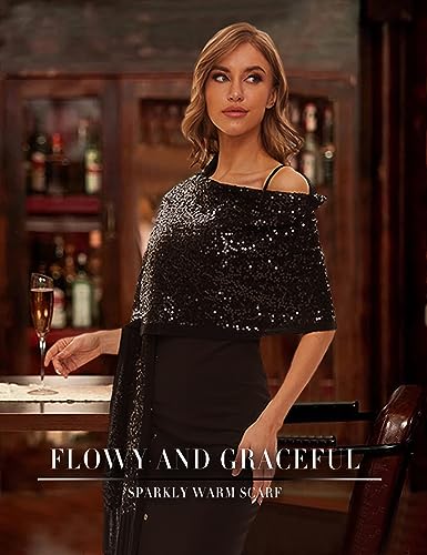 Shawls and Wraps for Evening Dresses, Sequin Ironable Pashmina Shrug for Party 5