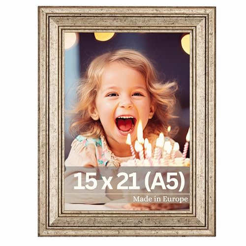 Victor cadre photo Goya argenté en 15x21 cm (A5) - bar : 31 x 19 mm - style vintage - verre...