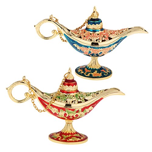 Preisvergleich Produktbild sharprepublic 2 Teiliges Jahrgang Metall Begeisterte Magische Panty Genie Lampenschmucksache Aufbewahrungsbehälter Stütze