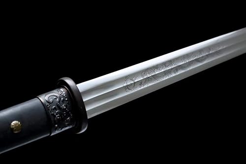 Miniatura 6 de Espada de doble hoja (cuchillas forjadas de acero de alto carbono, vaina de madera negra) Armas de artes marciales, espada china