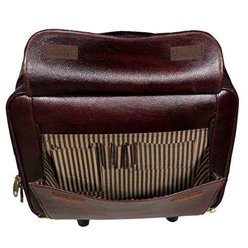 HYATT Leather Accessories Men's Leather Cabin Size Travelling Suitcase Luggage Trolley Bag (Brown, 42 L) 4 51njWN4uG0L