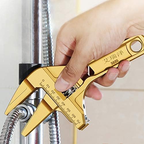 SHOPECOM Adjustable Pipe Wrench, Multi-Function Plumbing Hand Tool, Universal Monkey Spanner, Reversible Jaw, Wide Opening, Short Shank, Stainless Steel, Heavy Duty (Gold) (B0D8TJ1HQ8) Amazon Price History, Amazon Price Tracker