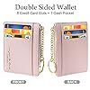 URAQT Geldbörse Damen, Mini PU Leder Portmonee für Herren und Frauen, Kleines Zipper Portemonnaie mit 8 Kartenfächern, Schmal Kurzer Geldbeutel Wallet Klein Brieftasche Schlanke Geldbörsen(Rosa) #3
