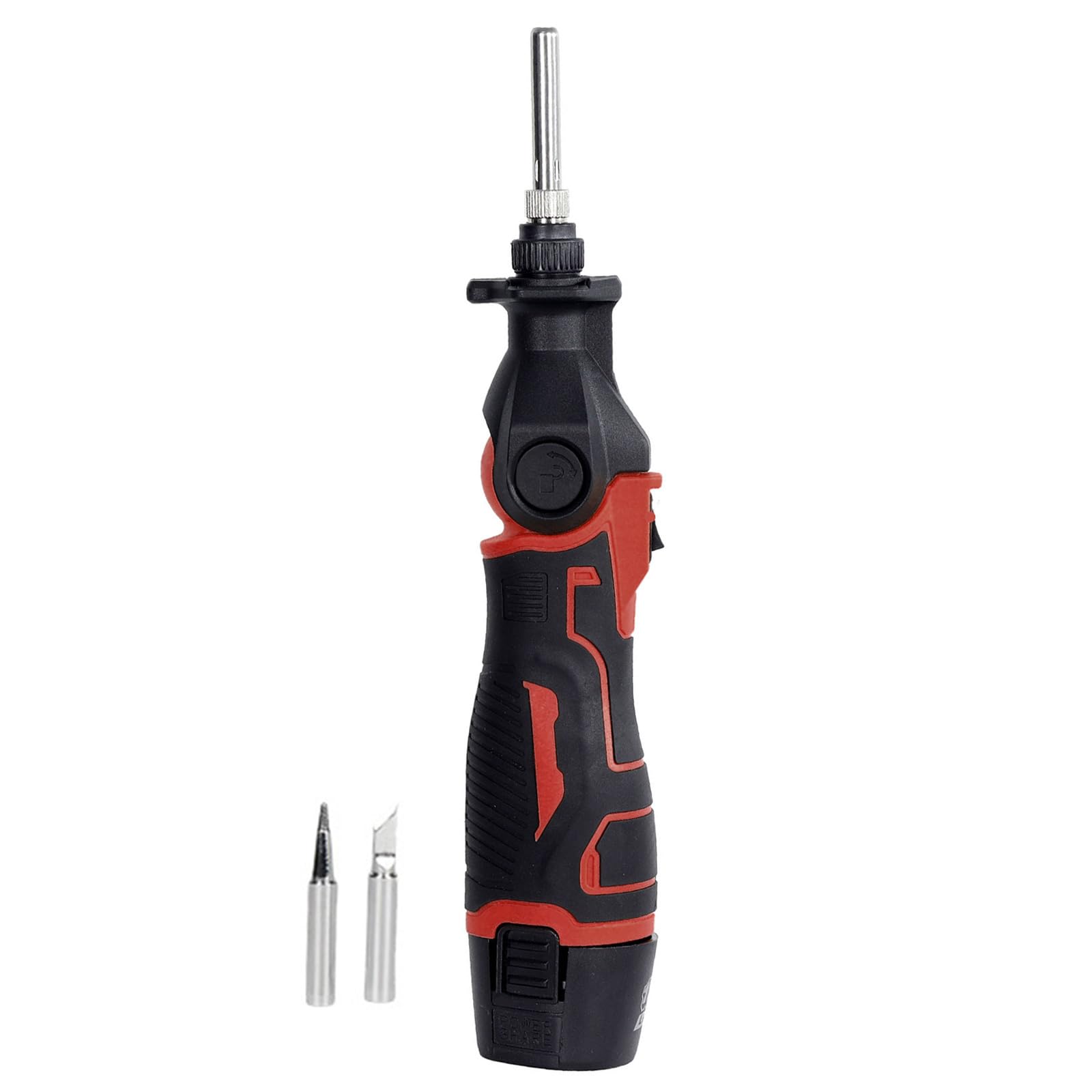Kaccde Red Cordless Welding Iron 30W 400℃ Battery Powe Rechargeable Adjustable 0-90Degrees Flat Pointed Tips Cordless Soldering Iron