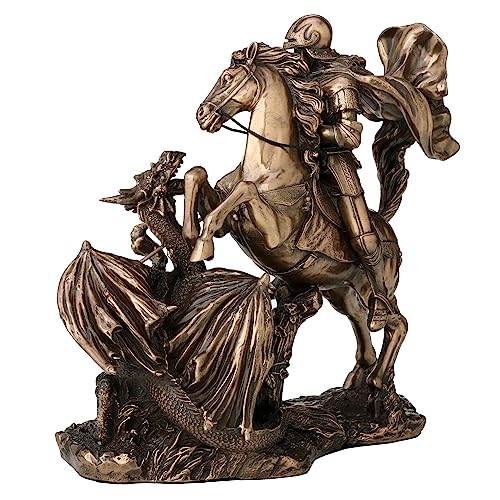 Estatua de San Jorge matadragones acabado bronce 6.25 pulg miniatura 5