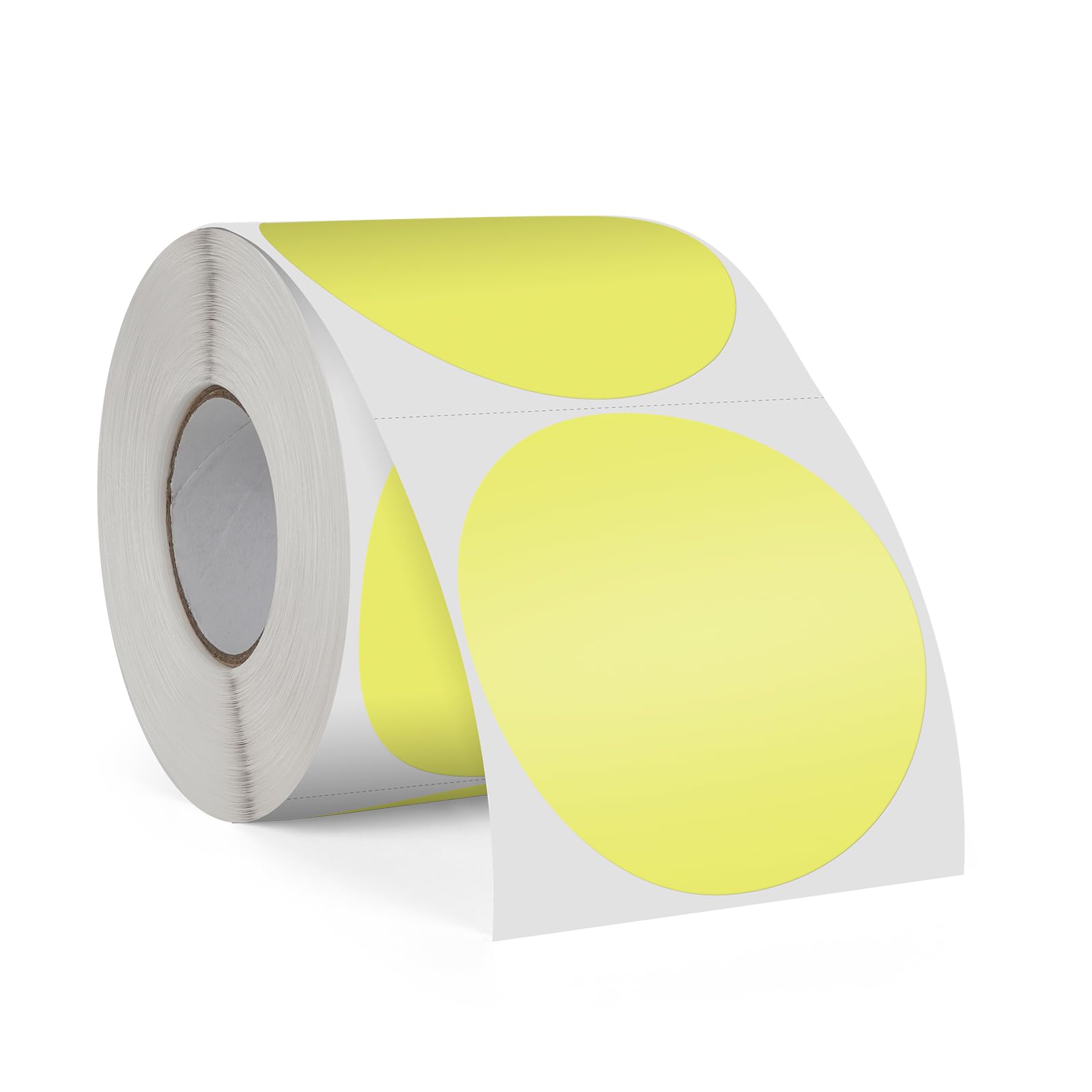 FINDATYellow Round Thermal Labels 3 Inch Circle Stickers Vinyl Direct Waterproof Multi-Purpose Self-Adhesive Removable Name Tags for QR Code Barcode DIY Logo 500 PCS